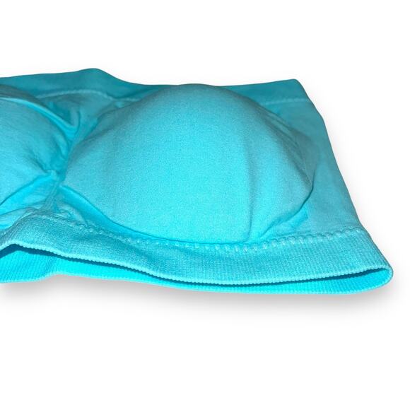 Womens Bandeau Strapless Bra Removeable Padding Stretchy Teal Blue XXL - Picture 3 of 7
